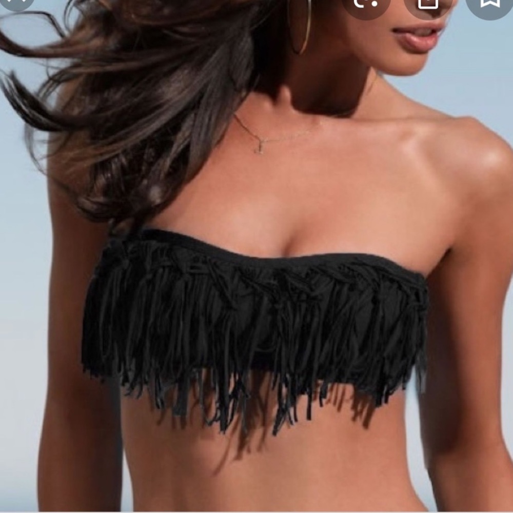 L space fringe strapless bikini top